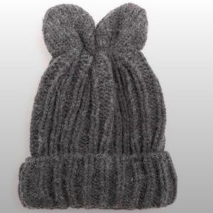 Knitted Bunny Ear  Beanie - Light Gray